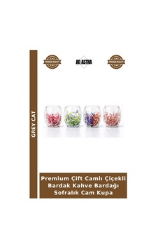 Premium Çift Camlı Çiçekli Bardak Kahve Bardağı Sofralık Cam Kupa Şeffaf Premium Çift Camlı Çiçekli Bardak Kahve Bardağı Sofralık Cam Kupa Şeffaf