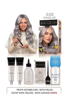 Sea Color Set Saç Boyası 0.02 Gümüş Gri 2 Li+pratik Boya Kabı Sea Color Set Saç Boyası 0.02 Gümüş Gri 2 Li+pratik Boya Kabı