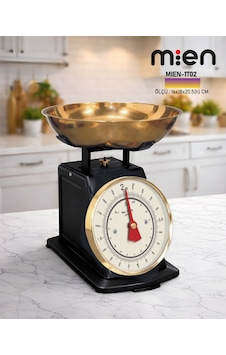 Mien Mekanik Mutfak Terazisi 2 Kg Paslanmaz Çelik Hazneli, Analog Klasik Terazi Siyah Mien Mekanik Mutfak Terazisi 2 Kg Paslanmaz Çelik Hazneli, Analog Klasik Terazi Siyah