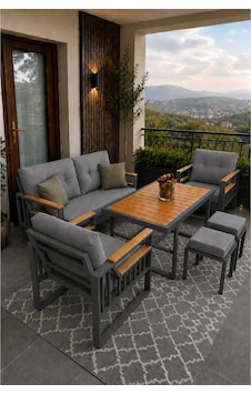 Rovena Esinti Balkon Takımı, Antrasit Bahçe Takımı 5+1 Masa 70x110 2 Lilü Koltuk 70x150 Tekli Koltuk 70x70 Gri Rovena Esinti Balkon Takımı, Antrasit Bahçe Takımı 5+1 Masa 70x110 2 Lilü Koltuk 70x150 Tekli Koltuk 70x70 Gri