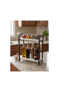 Usta Mekan Usta 2 Katlı Metal Saklama Kabı Organizer Standlı Baharatlık Seti Beyaz - Siyah Usta Mekan Usta 2 Katlı Metal Saklama Kabı Organizer Standlı Baharatlık Seti Beyaz - Siyah