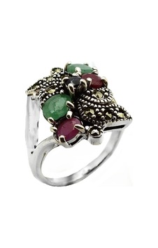 Yakut, Zümrüt, Safir, Markazit Taşlı Gümüş Bayan Yüzük 415530143 Yakut, Zümrüt, Safir, Markazit Taşlı Gümüş Bayan Yüzük 415530143