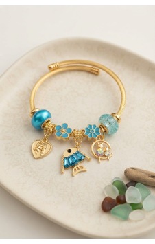 Balık Charmlı Mavi Renk Gold Bileklik 6421835 Balık Charmlı Mavi Renk Gold Bileklik 6421835