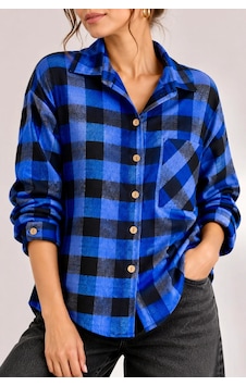 Bb Butik Basic Kadın Ekose Gömlek Oversize Oduncu Gömlek Uzun Kollu Cepli Günlük Tr0935 Mavi Bb Butik Basic Kadın Ekose Gömlek Oversize Oduncu Gömlek Uzun Kollu Cepli Günlük Tr0935 Mavi