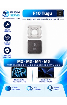 Apple Uyumlu Macbook Air & Pro M2 - M3 - M4 - M5 Yedek Klavye Tuşu Ve Mekanizması / F10 Tuşu Apple Uyumlu Macbook Air & Pro M2 - M3 - M4 - M5 Yedek Klavye Tuşu Ve Mekanizması / F10 Tuşu
