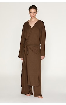ETHIQUET Ethıquet Ibarra Kadın Yumuşak Ve Esnek Kumaşlı Belden Bağlamalı Uzun Kahverengi Kimono ETHIQUET Ethıquet Ibarra Kadın Yumuşak Ve Esnek Kumaşlı Belden Bağlamalı Uzun Kahverengi Kimono