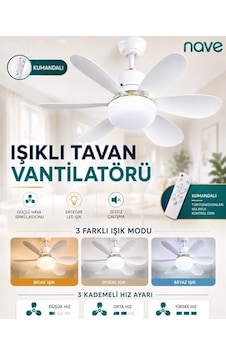 Nave Nv-tv10 Işıklı Tavan Vantılatoru 6 Kanat