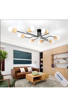 Kumandalı Modern Ahşap Detay Örümcek Avize Kumandalı Modern Ahşap Detay Örümcek Avize