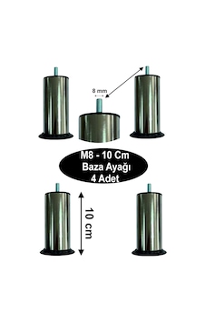 M8 - 10 Cm 4 Adet Baza/koltuk Ayağı Gri 4'lü Baza Ayağı Tr M8 - 10 Cm 4 Adet Baza/koltuk Ayağı Gri 4'lü Baza Ayağı Tr