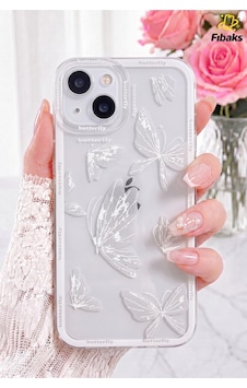 Fibaks iPhone 13/14 Uyumlu Kılıf Tasarımlı Desenli Kamera Korumalı Şeffaf Kelebek Esnek Yumuşak Silikon Kapak Fibaks iPhone 13/14 Uyumlu Kılıf Tasarımlı Desenli Kamera Korumalı Şeffaf Kelebek Esnek Yumuşak Silikon Kapak