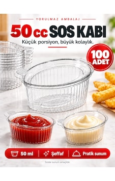 50 Cc Şeffaf Plastik Sos Kabı 100 Lü Ketçap, Mayonez Ve Porsiyonluk Sunum Kabı Diğer 50 Cc Şeffaf Plastik Sos Kabı 100 Lü Ketçap, Mayonez Ve Porsiyonluk Sunum Kabı Diğer