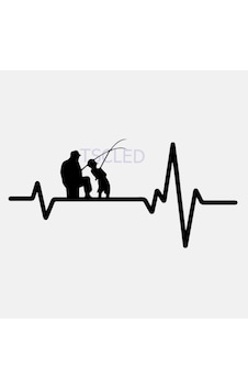 Baba Son Kalp Nabız Balıkçılık Araba Sticker Baba Son Kalp Nabız Balıkçılık Araba Sticker