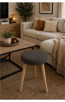 Solo Teddy Kumaş Kaplı Tabure Puf Makyaj Masası Mutfak Balkon Salon Ahşap Ayaklı Tabure Antrasit Gri Solo Teddy Kumaş Kaplı Tabure Puf Makyaj Masası Mutfak Balkon Salon Ahşap Ayaklı Tabure Antrasit Gri