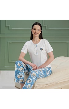 Over Sleep By Poleren Over Sleep 985 Kadın Kısa Kol Pijama Takım Ekru Over Sleep By Poleren Over Sleep 985 Kadın Kısa Kol Pijama Takım Ekru