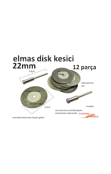 Elmas Disk Kesici 22 MM Cam Fayans Kesici Taşlama Hobi Kesme