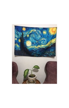Van Gogh - Yıldızlı Gece Desenli Tasarım Duvar Halısı Van Gogh - Yıldızlı Gece Desenli Tasarım Duvar Halısı
