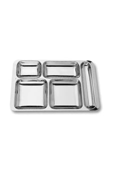 Paslanmaz Metal Tabldot Çelik Tabildot Tabağı 5 Gözlü 1 Adet