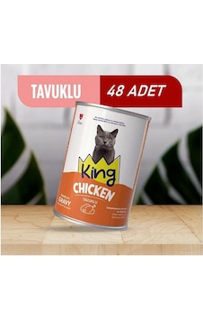 King Sos İçerisinde Et Parçacıklı Tavuklu Kedi Konservesi 400 Gr 48 Adet King Sos İçerisinde Et Parçacıklı Tavuklu Kedi Konservesi 400 Gr 48 Adet