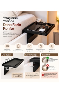 Yatak Yanı Pratik Raf Siyah Yatak Yanı Pratik Raf Siyah
