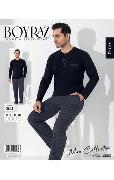 Boyraz 0404 Erkek Uzun Kol Pijama Takımı Siyah Boyraz 0404 Erkek Uzun Kol Pijama Takımı Siyah