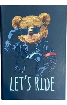 Let's Ride Mottolu Ayıcık Temalı Çizgisiz Defter Zamansız Ajanda Lacivert
