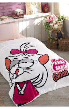 Hobby Kral Şakir - Canan Tek Kişilik Lisanslı Battaniye-Beyaz-155X220