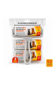 Wondercat Yüksek Yapışkanlı Tüy Toplama Rulosu + 2 Yedek Rulo 60 Yaprak 10 Cm Wondercat Yüksek Yapışkanlı Tüy Toplama Rulosu + 2 Yedek Rulo 60 Yaprak 10 Cm