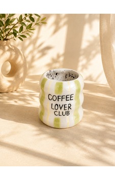 Coffee Lover El Yapımı Seramik Kupa Yeşil - Beyaz Coffee Lover El Yapımı Seramik Kupa Yeşil - Beyaz