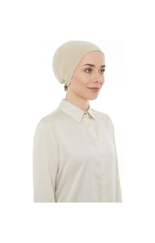 Melodi Scarf Tesettür Dikişli Bone Bej Bej Melodi Scarf Tesettür Dikişli Bone Bej Bej