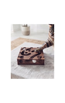 Ahşap Ve Toplu Kedi Oyuncağı Ceviz Ahşap Ve Toplu Kedi Oyuncağı Ceviz