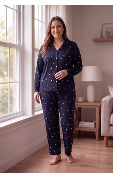 Seboteks Süet Kumaş Önden Düğmeli Büyük Beden Kadın Pijama Takımı 2800 Lacivert Seboteks Süet Kumaş Önden Düğmeli Büyük Beden Kadın Pijama Takımı 2800 Lacivert