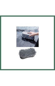 En-cag Çift Taraflı Mikrofiber Şönil Tüylü Araba Oto Yıkama Kurulama Temizlik Süngeri 23x12x6cm Gri Bss