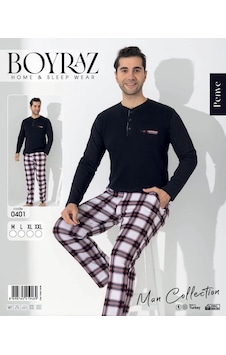 Boyraz 0401 Erkek Uzun Kol Pijama Takımı Siyah Boyraz 0401 Erkek Uzun Kol Pijama Takımı Siyah
