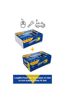 Longlife Power Aaa İnce Kalem 12 Adet Ve Aa Kalem 12 Adet Pil Seti Longlife Power Aaa İnce Kalem 12 Adet Ve Aa Kalem 12 Adet Pil Seti