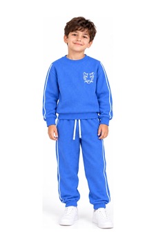 Rony Pony Kids 3 İplik Şardonlu Kaplan Figürlü Beyaz Biyeli Mavi Erkek Çocuk Eşofman Takımı Rony Pony Kids 3 İplik Şardonlu Kaplan Figürlü Beyaz Biyeli Mavi Erkek Çocuk Eşofman Takımı
