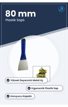 80 Mm Metal Kazıma Spatulası Plastik Saplı Kapaklı Boya Vernik Ya