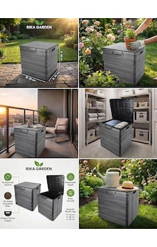 Rika Garden Suya Dayanıklı Gri Kilitli Bahçe Ve Balkon Eşya Sandığı