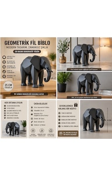 Modern Geometrik Fil Biblo 3d Baskı Pla Dekoratif Heykel 25 Cm Minimalist Ev & Ofis Dekoru 25cm Modern Geometrik Fil Biblo 3d Baskı Pla Dekoratif Heykel 25 Cm Minimalist Ev & Ofis Dekoru 25cm