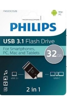 Philips Fm32dc152b/00 32gb 2 In 1 Type-c/usb 3.1 Siyah Gri Usb Bellek