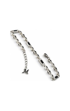 Rodyum Kaplama B-105 Kromix Çelik Erkek Bilelik Siyah Zirkon Taşlı Harfli 5 Mm Kalınlık Gümüş Rodyum Kaplama B-105 Kromix Çelik Erkek Bilelik Siyah Zirkon Taşlı Harfli 5 Mm Kalınlık Gümüş