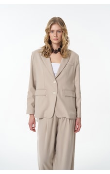 Quzu Sırtı Pencere Yırtmaçlı Blazer Ceket Bej Quzu Sırtı Pencere Yırtmaçlı Blazer Ceket Bej