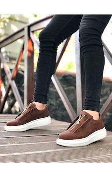 Ba0310 Boa Kalın Yüksek Taban Fermuarlı Taba Beyaz Erkek Ayakkabı Ba0310 Boa Kalın Yüksek Taban Fermuarlı Taba Beyaz Erkek Ayakkabı
