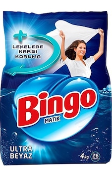 Bingo Matik Ultra Beyaz Toz Çamaşır Deterjanı 26 Yıkama 4 KG Bingo Matik Ultra Beyaz Toz Çamaşır Deterjanı 26 Yıkama 4 KG