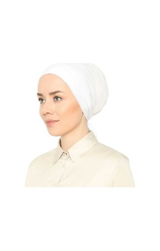 Melodi Scarf Fileli Dikişsiz Bone Beyaz Beyaz
