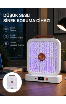 Masaüstü Şarjlı Uv Teknolojili Elektrikli Sinek Öldürücü Cihaz Beyaz Masaüstü Şarjlı Uv Teknolojili Elektrikli Sinek Öldürücü Cihaz Beyaz