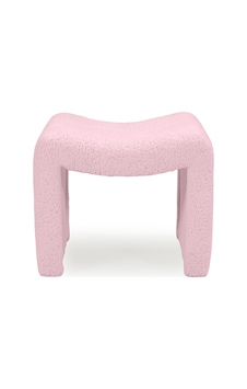 Tokyo Peluş Oval Puf Pembe Pembe