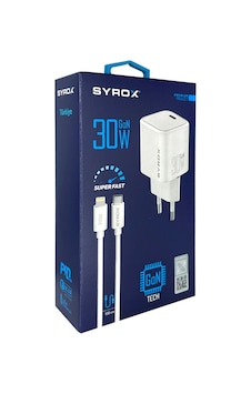 Syrox Gan30 Type C Giriş Başlık & Type C To Lightning Kablo 30w Q Syrox Gan30 Type C Giriş Başlık & Type C To Lightning Kablo 30w Q