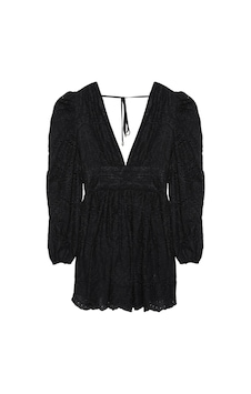 Olla Collection Brode Detaylı Elbise Beyaz Siyah Olla Collection Brode Detaylı Elbise Beyaz Siyah