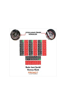 Rulet Tasarımlı Jant Şeridi Set Kırmızı Renk Nötr Rulet Tasarımlı Jant Şeridi Set Kırmızı Renk Nötr