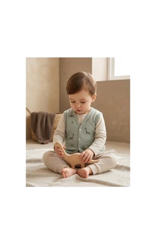 Minory Baby - %100 Pamuk Bebek Yeleği Dinozor Motifli Yeşil Yeşil Minory Baby - %100 Pamuk Bebek Yeleği Dinozor Motifli Yeşil Yeşil